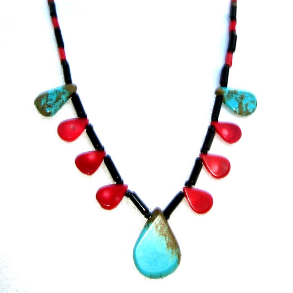 Handmade Turquoise and Coral Necklace